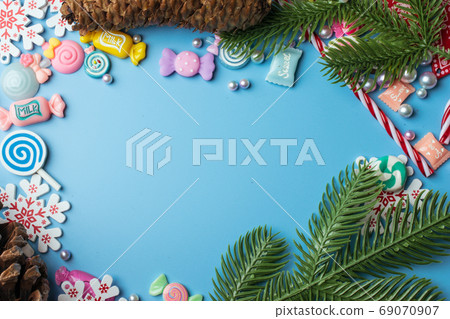 New Year design template mockup. Christmas background copy space New Year design template mockup. Christmas background copy space 69070907