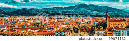 Beautiful landscape above, panorama on historical view of the Fl Beautiful landscape above, panorama on historical view of the Fl 69071182
