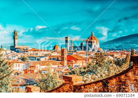 Beautiful landscape above, panorama on historical view of the Fl Beautiful landscape above, panorama on historical view of the Fl 69071184