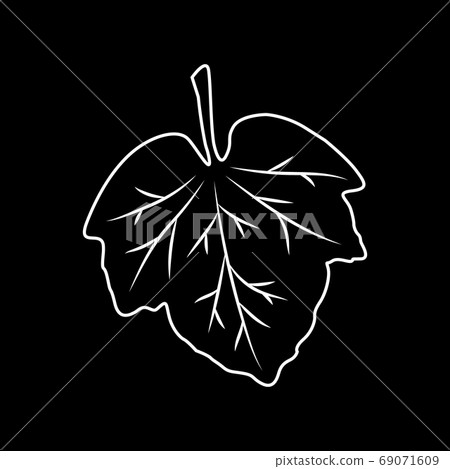 Leaf icon. Isolated white outline on black background. Vector illustration. Great for use as an additional design, logos, labels, stickers, banners, cards, prints, textiles, and more creatives ideas. Leaf icon. Isolated white outline on black background. Vector illustration. Great for use as an additional design, logos, labels, stickers, banners, cards, prints, textiles, and more creatives ideas. 69071609