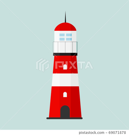 Searchlight Lighthouse towers for marine navigation of ships icon. Vector Illustration 69071878