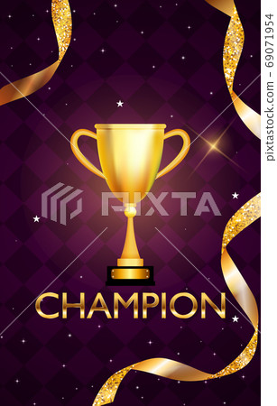 Champion Background with Winner trophy gold cup. Vector Illustration 69071954