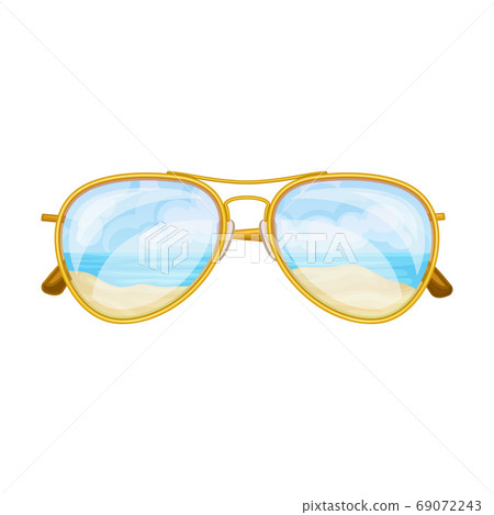 Sunglasses with Beach Reflection as Eye Protection Accessory Vector Illustration Sunglasses with Beach Reflection as Eye Protection Accessory Vector Illustration 69072243