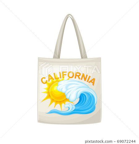 Summer Bag with Bright California Print Vector Illustration Summer Bag with Bright California Print Vector Illustration 69072244