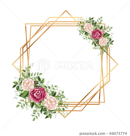 Geometrical polyhedron with flowers 69073774
