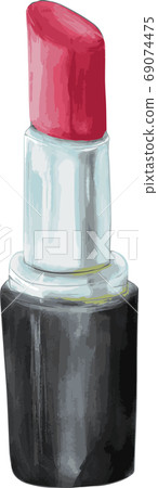 Illustration of an art lipstick drawn in watercolor Illustration of an art lipstick drawn in watercolor 69074475
