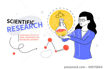 Scientific research - modern colorful flat design style web banner 69076664