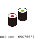 等距簡單壽司圖標插圖（κ輥，鐵輥） 69076675