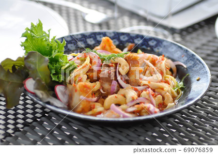 spicy pork salad, spicy salad 69076859