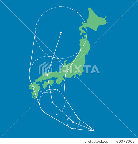 Image illustration of the path of a typhoon passing through the Japanese archipelago 69078003