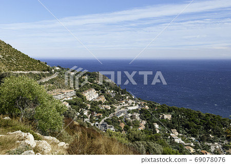 Top view of the city of Monaco and the Mediterranean sea Top view of the city of Monaco and the Mediterranean sea 69078076