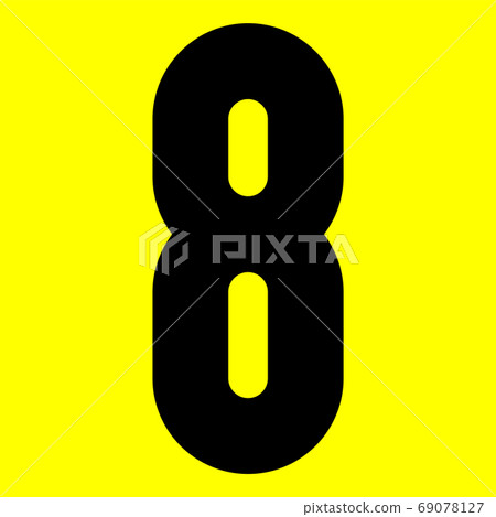 Dark modern font. Trendy alphabet, black vector number on a yellow background, vector illustration 10eps 69078127