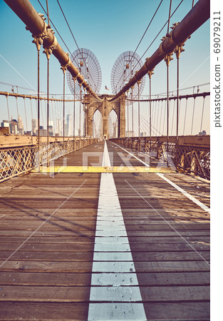 Retro toned picture of Brooklyn Bridge, New York City, USA. Retro toned picture of Brooklyn Bridge, New York City, USA. 69079211