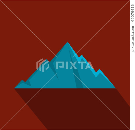 Pointing mountain icon, flat style. 69079416
