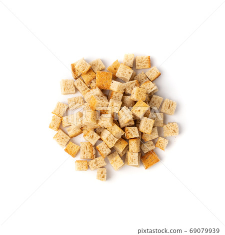 Homemade Bread Croutons, Crispy Bread Cubes, Dry Rye Crumbs Homemade Bread Croutons, Crispy Bread Cubes, Dry Rye Crumbs 69079939