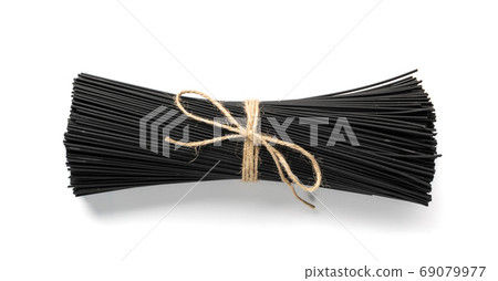 Raw Black Spaghetti, Dry Pasta with Cuttlefish Ink 69079977