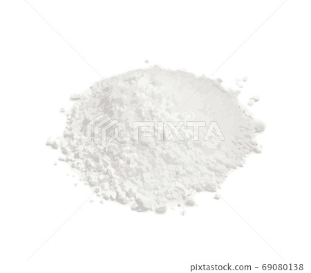 White Powder of Gypsum, Clay or Diatomite Isolated on Grey Background 69080138