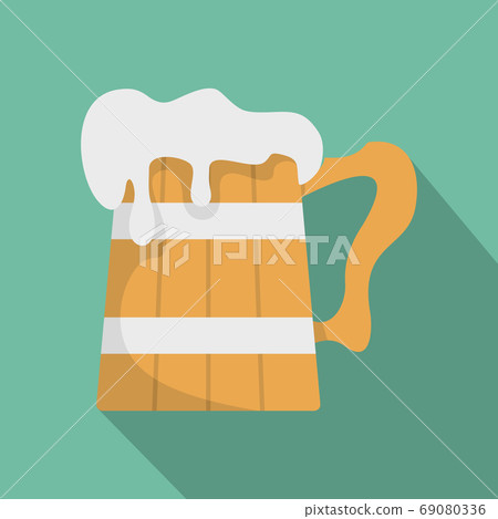Big beer mug icon, flat style. 69080336