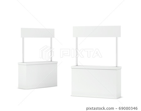Blank promo counter stand mockup Blank promo counter stand mockup 69080346
