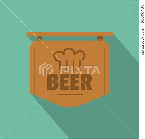 Beer label icon, flat style. 69080430