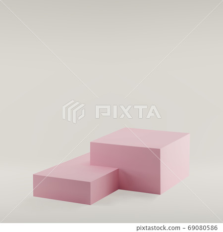Pink boxes podium on a white background 69080586