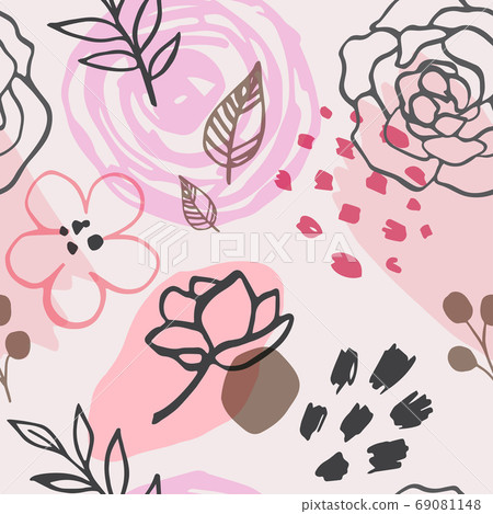 Abstract spring seamless pattern with flowers - Stock Illustration ...