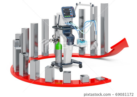 Medical ventilator, ICU with growing chart 69081172