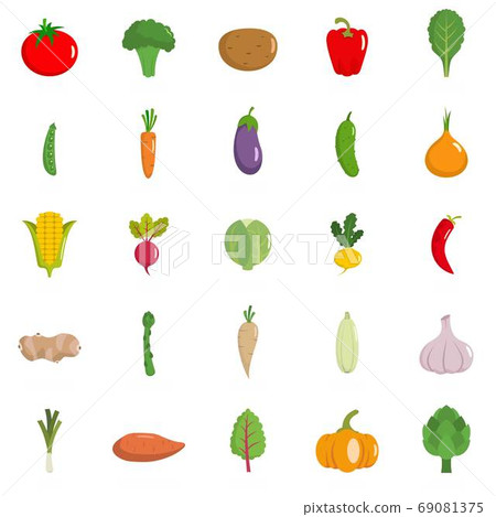 Vegetables icons set, flat style 69081375