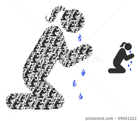 Crying Praying Woman Mosaic of Self Items 69081822