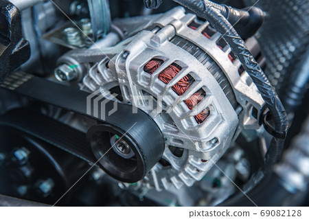 new car generator and belt tensioned on the shaft new car generator and belt tensioned on the shaft 69082128
