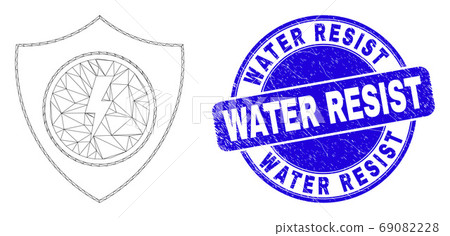 Blue Scratched Water Resist Stamp Seal and Web Carcass Electric Shield 69082228