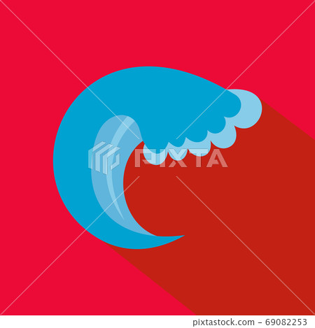 Wave water summer icon, flat style Wave water summer icon, flat style 69082253