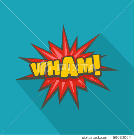 Comic boom wham icon, flat style 69083004