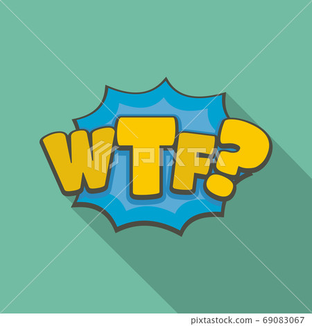Comic boom wtf icon, flat style Comic boom wtf icon, flat style 69083067