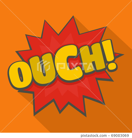 Comic boom ouch icon, flat style Comic boom ouch icon, flat style 69083069