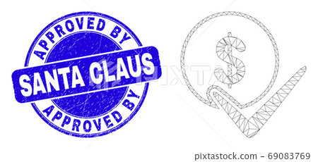 Blue Grunge Approved by Santa Claus Seal and Web Carcass Valid Dollar Coin Blue Grunge Approved by Santa Claus Seal and Web Carcass Valid Dollar Coin 69083769