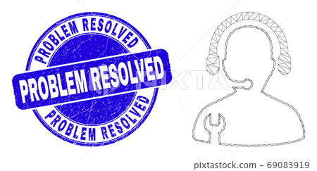 Blue Distress Problem Resolved Stamp Seal and Web Carcass Service Operator Blue Distress Problem Resolved Stamp Seal and Web Carcass Service Operator 69083919