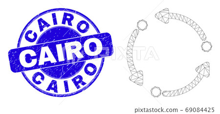 Blue Distress Cairo Stamp and Web Carcass Rotation Arrows Blue Distress Cairo Stamp and Web Carcass Rotation Arrows 69084425