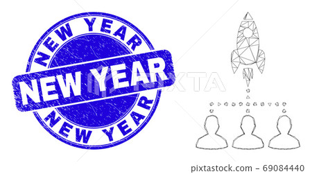 Blue Scratched New Year Stamp and Web Carcass Rocket Startup Group Blue Scratched New Year Stamp and Web Carcass Rocket Startup Group 69084440