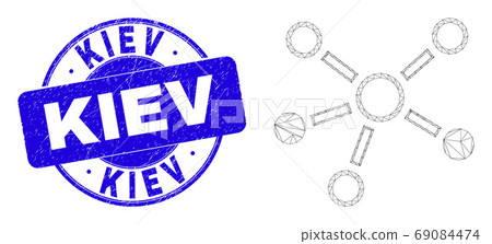 Blue Grunge Kiev Stamp Seal and Web Carcass Relations Blue Grunge Kiev Stamp Seal and Web Carcass Relations 69084474