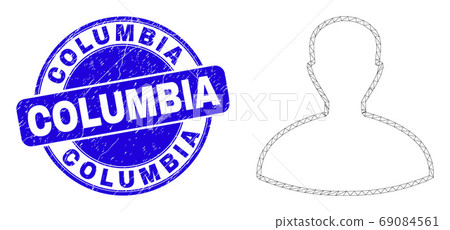 Blue Grunge Columbia Stamp and Web Carcass Person 69084561