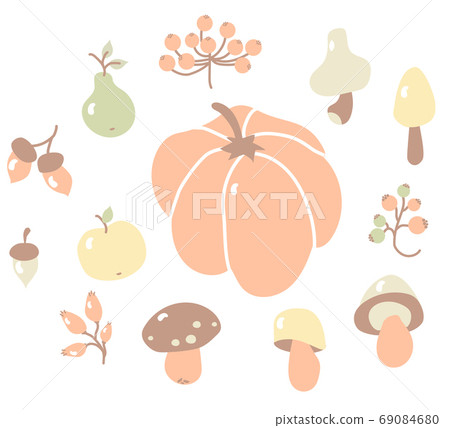 Cozy autumn. Colored set of autumn drawings.... - Stock Illustration ...