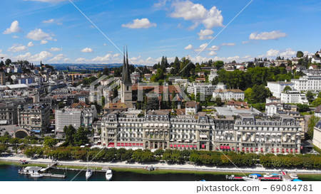 The lakefront of Lake Lucerne in Switzerland 69084781