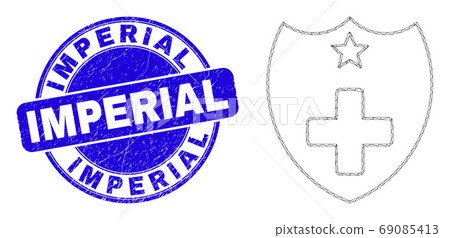 Blue Grunge Imperial Stamp Seal and Web Carcass Medical Shield Blue Grunge Imperial Stamp Seal and Web Carcass Medical Shield 69085413