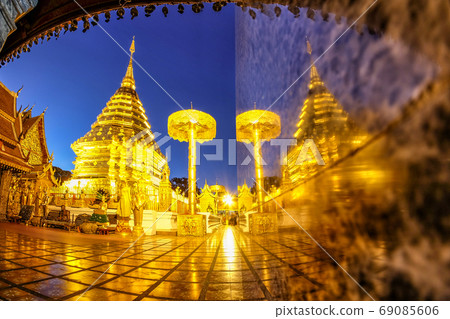 Night view of Wat Phra That Doi Suthep, Chiang Mai, Popular hist Night view of Wat Phra That Doi Suthep, Chiang Mai, Popular hist 69085606