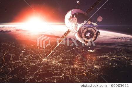 Satellite at Earth orbit 69085621
