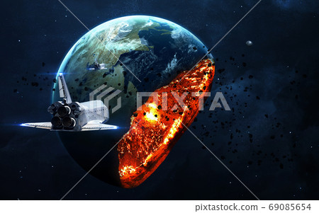Apocalyptic background - planet Earth exploding Apocalyptic background - planet Earth exploding 69085654