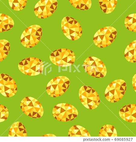 Endless pattern of Easter eggs on a green background Endless pattern of Easter eggs on a green background 69085927