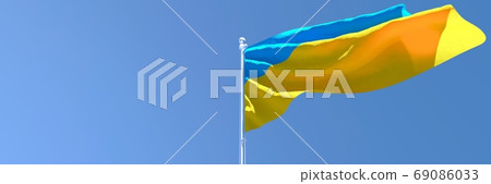 3D rendering of the national flag of Ukraine waving in the wind 3D rendering of the national flag of Ukraine waving in the wind 69086033