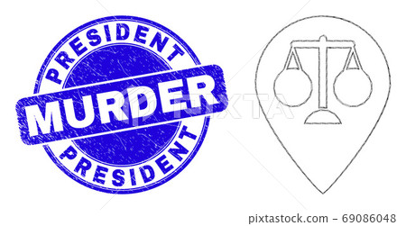 Blue Distress President Murder Stamp Seal and Web Carcass Justice Map Marker Blue Distress President Murder Stamp Seal and Web Carcass Justice Map Marker 69086048